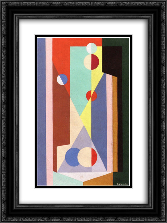 Geometric Composition 18x24 Black Ornate Wood Framed Art Print Poster with Double Matting by Valmier, Georges