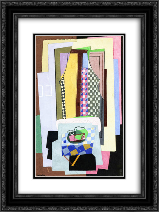 Still Life in front of a Window 18x24 Black Ornate Wood Framed Art Print Poster with Double Matting by Valmier, Georges