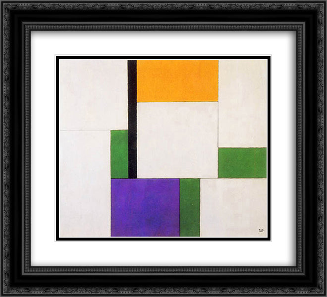 Composition 22x20 Black Ornate Wood Framed Art Print Poster with Double Matting by Vantongerloo, Georges