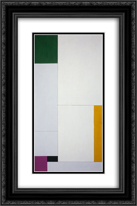 Composition Derived from the Equation y = - ax2 + bx + 18 with Green, Orange, Violet (Black) 16x24 Black Ornate Wood Framed Art Print Poster with Double Matting by Vantongerloo, Georges