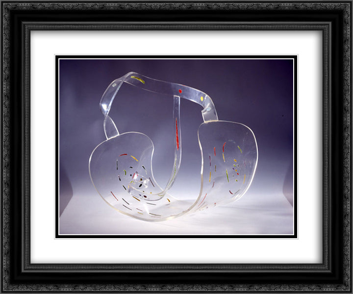 Forms and Colours in Space 24x20 Black Ornate Wood Framed Art Print Poster with Double Matting by Vantongerloo, Georges
