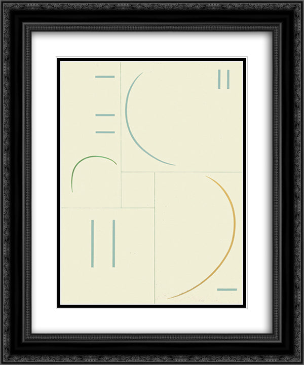 Kurven 20x24 Black Ornate Wood Framed Art Print Poster with Double Matting by Vantongerloo, Georges