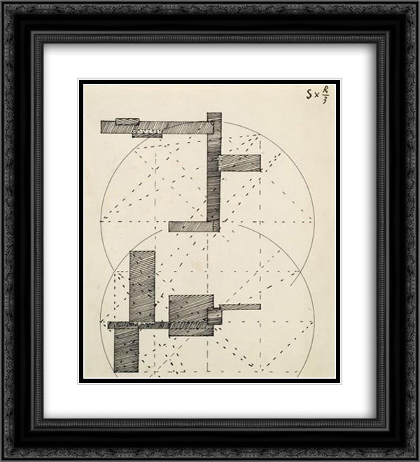 S x R3 (Construction pour une sculpture) 20x22 Black Ornate Wood Framed Art Print Poster with Double Matting by Vantongerloo, Georges