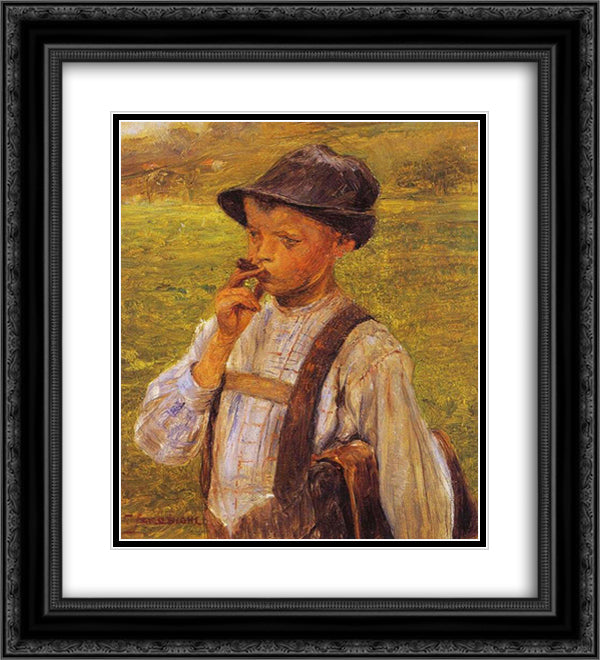 Boy Smoking 20x22 Black Ornate Wood Framed Art Print Poster with Double Matting by Jakobides, Georgios