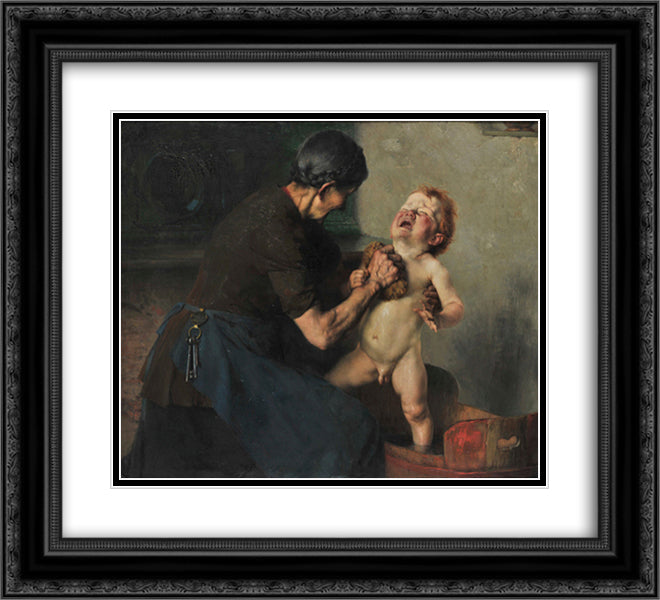 Cold Shower 22x20 Black Ornate Wood Framed Art Print Poster with Double Matting by Jakobides, Georgios