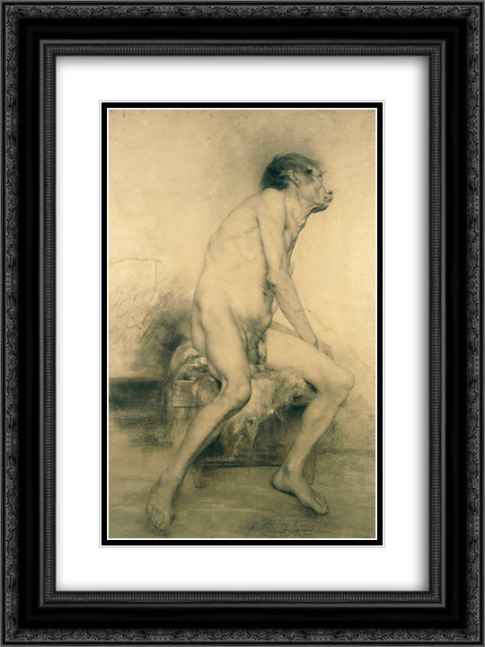 Old Age 18x24 Black Ornate Wood Framed Art Print Poster with Double Matting by Jakobides, Georgios