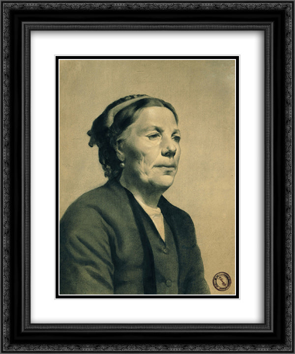 Old Lady with Scar on her Cheek 20x24 Black Ornate Wood Framed Art Print Poster with Double Matting by Jakobides, Georgios