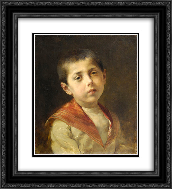 Potrait of Vassilakis Melas 20x22 Black Ornate Wood Framed Art Print Poster with Double Matting by Jakobides, Georgios