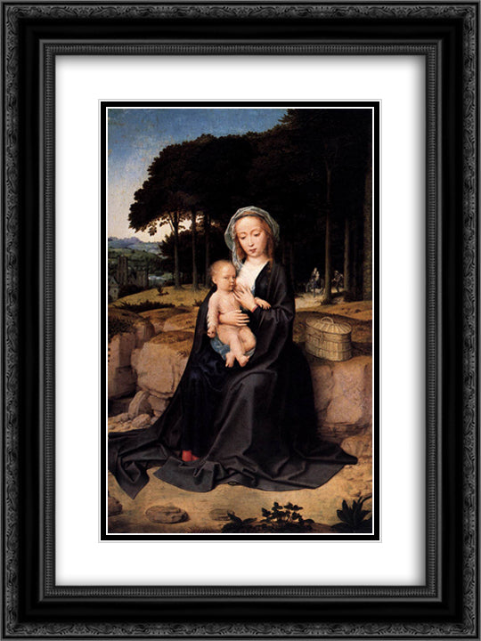 A Rest During the Flight to Egypt 18x24 Black Ornate Wood Framed Art Print Poster with Double Matting by David, Gerard