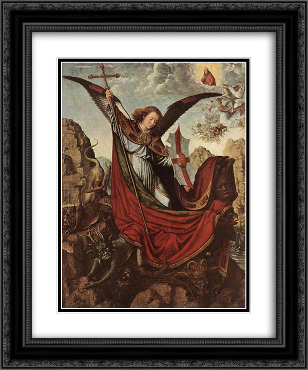 Altar of Archangel Michael 20x24 Black Ornate Wood Framed Art Print Poster with Double Matting by David, Gerard