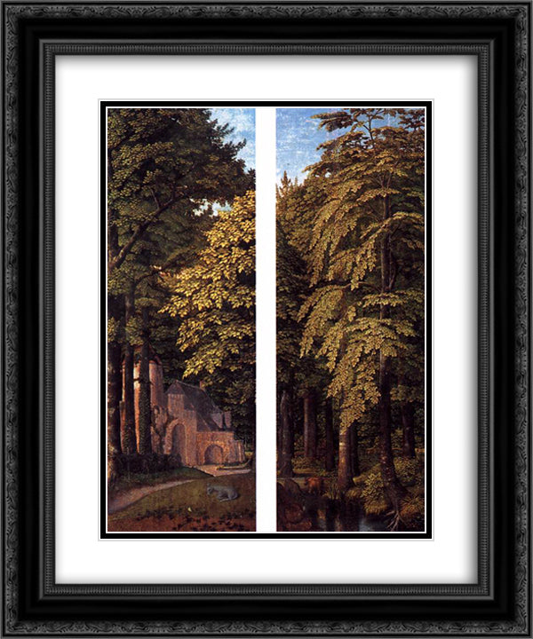Forest Scene 20x24 Black Ornate Wood Framed Art Print Poster with Double Matting by David, Gerard