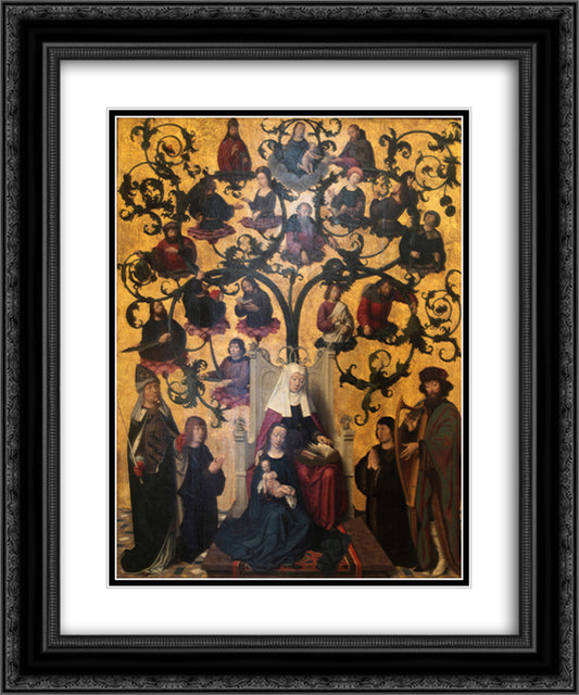 Lineage of Saint Anne 20x24 Black Ornate Wood Framed Art Print Poster with Double Matting by David, Gerard