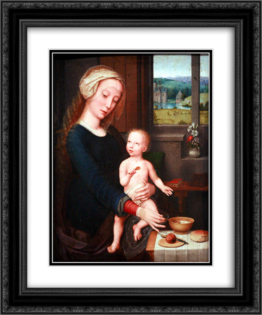 Madonna with the Milk Soup 20x24 Black Ornate Wood Framed Art Print Poster with Double Matting by David, Gerard