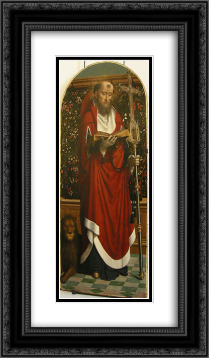 Polyptych of Cervara St. Jerome 14x24 Black Ornate Wood Framed Art Print Poster with Double Matting by David, Gerard