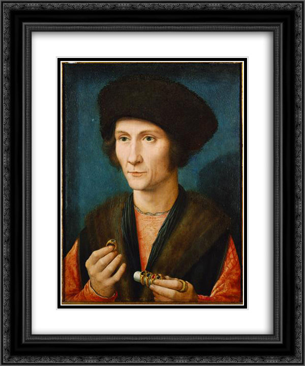 Portrait of a Goldsmith 20x24 Black Ornate Wood Framed Art Print Poster with Double Matting by David, Gerard