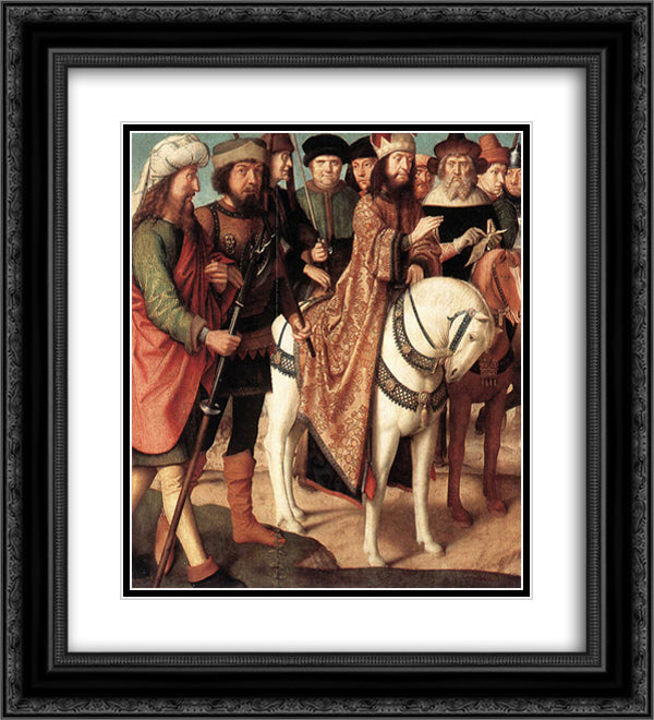 Roman soldiers and Jewish judges (left wing from the Triptych of the Crucifixion) 20x22 Black Ornate Wood Framed Art Print Poster with Double Matting by David, Gerard