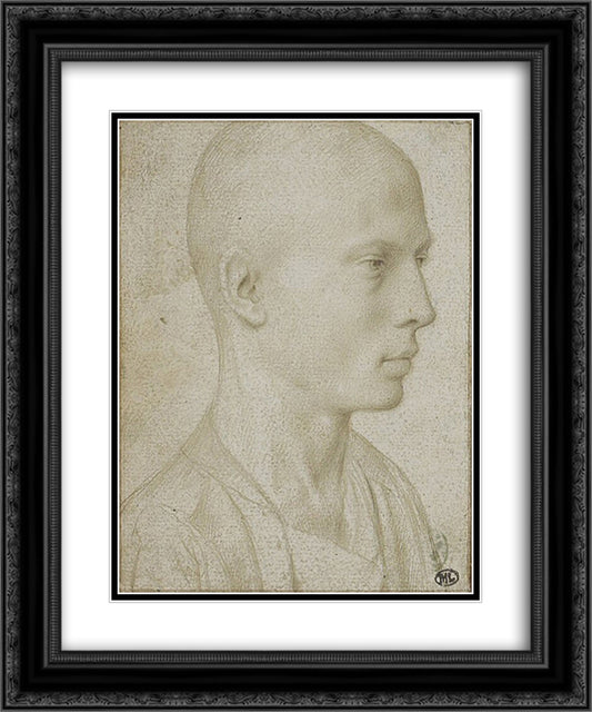 Study of a Bust of Yyoung Boy with Shaved Head 20x24 Black Ornate Wood Framed Art Print Poster with Double Matting by David, Gerard