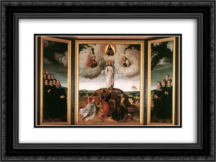The Transfiguration of Christ 24x18 Black Ornate Wood Framed Art Print Poster with Double Matting by David, Gerard
