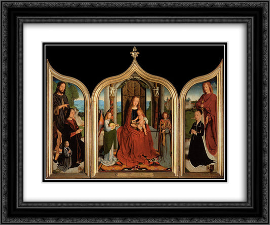 The Triptych of the Sedano Family 24x20 Black Ornate Wood Framed Art Print Poster with Double Matting by David, Gerard