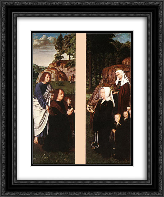 Triptych of Jean Des Trompes (side panels) 20x24 Black Ornate Wood Framed Art Print Poster with Double Matting by David, Gerard