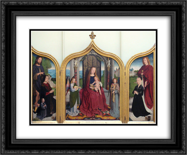 Triptych of the Sedano Family 24x20 Black Ornate Wood Framed Art Print Poster with Double Matting by David, Gerard
