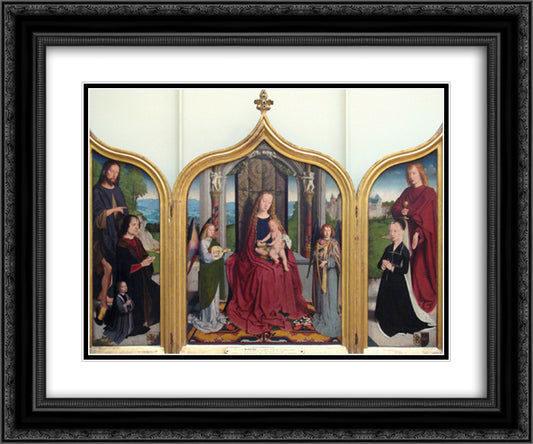 Triptych of the Sedano Family 24x20 Black Ornate Wood Framed Art Print Poster with Double Matting by David, Gerard