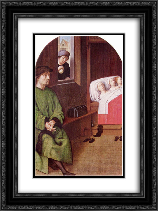 Two Legends of St. Nicholas 18x24 Black Ornate Wood Framed Art Print Poster with Double Matting by David, Gerard
