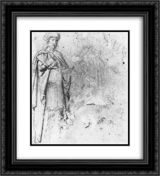 Verso of the first Sketch King Cambyses 20x22 Black Ornate Wood Framed Art Print Poster with Double Matting by David, Gerard