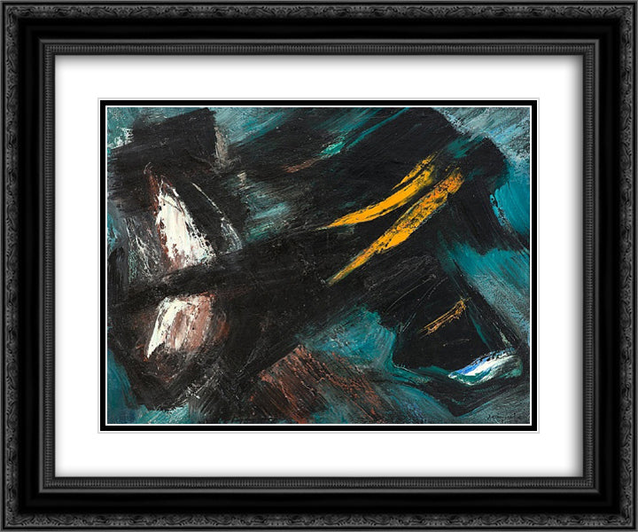 82C 24x20 Black Ornate Wood Framed Art Print Poster with Double Matting by Schneider, Gerard