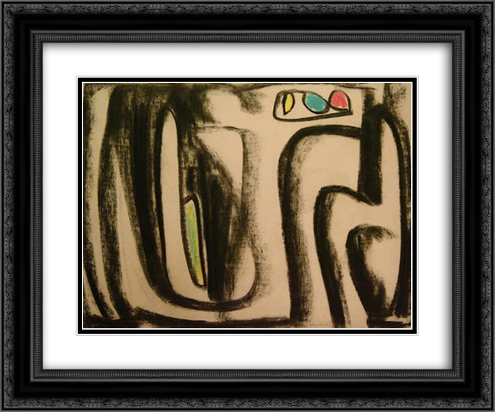 Composition 24x20 Black Ornate Wood Framed Art Print Poster with Double Matting by Schneider, Gerard