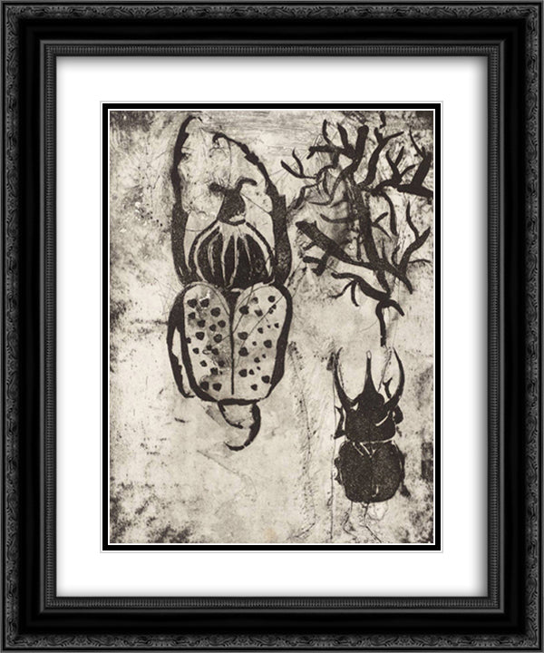 Beetles 20x24 Black Ornate Wood Framed Art Print Poster with Double Matting by Richier, Germaine