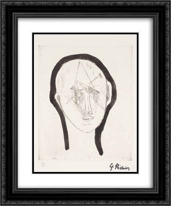 Portrait 20x24 Black Ornate Wood Framed Art Print Poster with Double Matting by Richier, Germaine