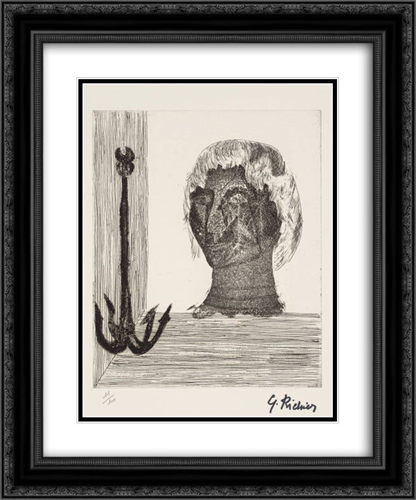Self - Portrait 20x24 Black Ornate Wood Framed Art Print Poster with Double Matting by Richier, Germaine