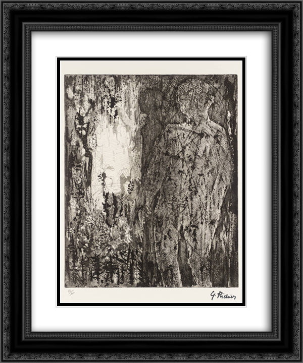 The Hurricane 20x24 Black Ornate Wood Framed Art Print Poster with Double Matting by Richier, Germaine
