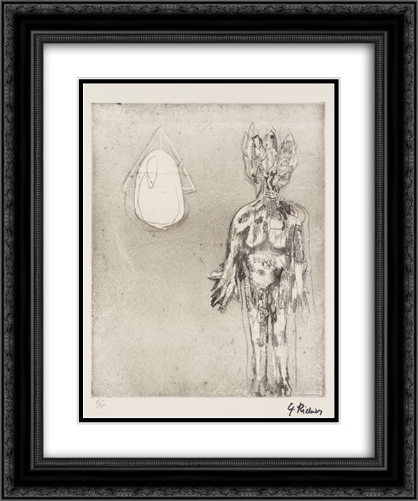 The Hydra 20x24 Black Ornate Wood Framed Art Print Poster with Double Matting by Richier, Germaine