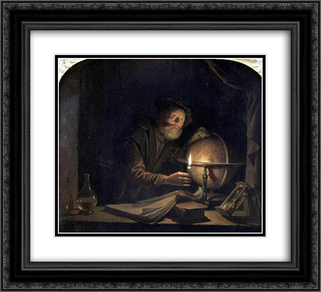 Astronomer 22x20 Black Ornate Wood Framed Art Print Poster with Double Matting by Gerrit, Dou