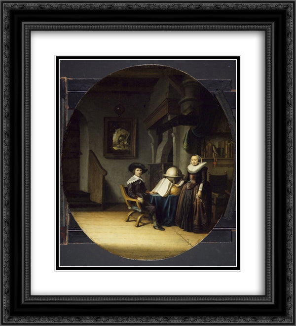 Burgomaster Hasselaar and His Wife 20x22 Black Ornate Wood Framed Art Print Poster with Double Matting by Gerrit, Dou