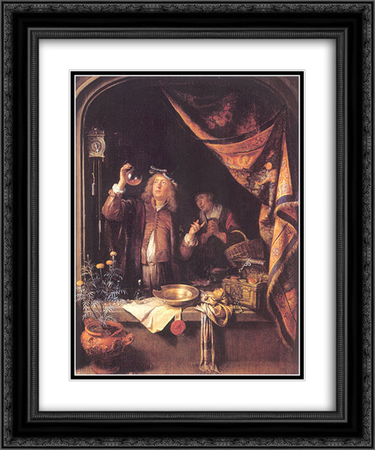 The Doctor 20x24 Black Ornate Wood Framed Art Print Poster with Double Matting by Gerrit, Dou