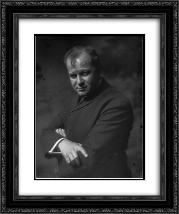 Portrait of George Luks 20x24 Black Ornate Wood Framed Art Print Poster with Double Matting by Kasebier, Gertrude