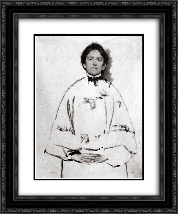 Portrait of the Photographer 20x24 Black Ornate Wood Framed Art Print Poster with Double Matting by Kasebier, Gertrude