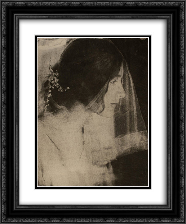 The Bride 20x24 Black Ornate Wood Framed Art Print Poster with Double Matting by Kasebier, Gertrude
