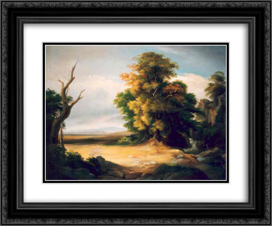 French Landscape 24x20 Black Ornate Wood Framed Art Print Poster with Double Matting by Tattarescu, Gheorghe