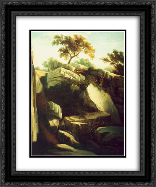 Landscape from Italy 20x24 Black Ornate Wood Framed Art Print Poster with Double Matting by Tattarescu, Gheorghe