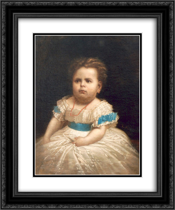 Marioara, the Daughter of the Painter 20x24 Black Ornate Wood Framed Art Print Poster with Double Matting by Tattarescu, Gheorghe