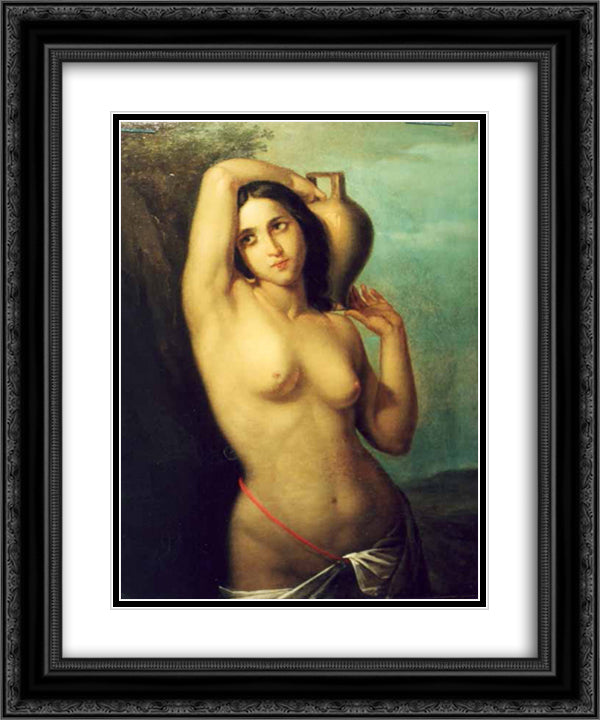 Nude 20x24 Black Ornate Wood Framed Art Print Poster with Double Matting by Tattarescu, Gheorghe