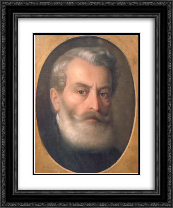 Portrait of painter Constantin Lecca 20x24 Black Ornate Wood Framed Art Print Poster with Double Matting by Tattarescu, Gheorghe