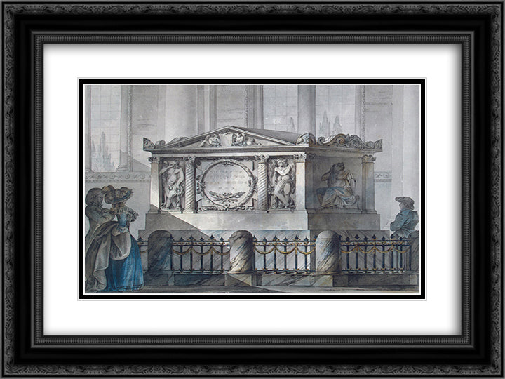 Design of Samuel Greig's tomb in Tallinn 24x18 Black Ornate Wood Framed Art Print Poster with Double Matting by Quarenghi, Giacomo