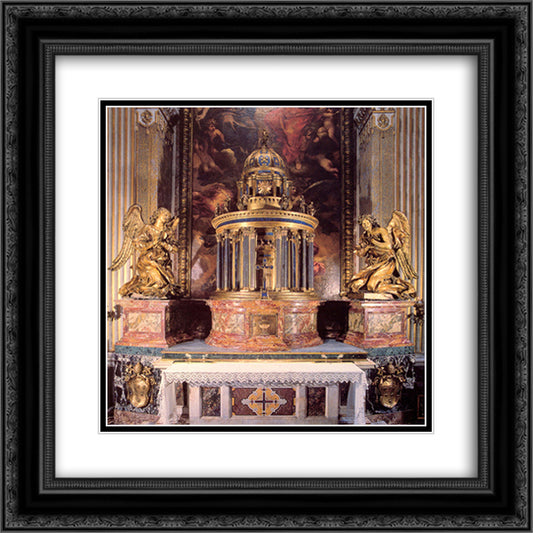 Altar of the Cappella del Sacramento 20x20 Black Ornate Wood Framed Art Print Poster with Double Matting by Bernini, Gian Lorenzo