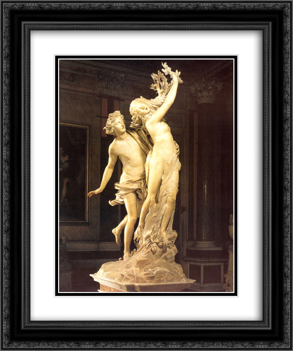 Apollo and Daphne 20x24 Black Ornate Wood Framed Art Print Poster with Double Matting by Bernini, Gian Lorenzo