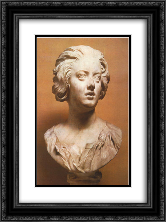 Bust of Costanza Buonarelli 18x24 Black Ornate Wood Framed Art Print Poster with Double Matting by Bernini, Gian Lorenzo